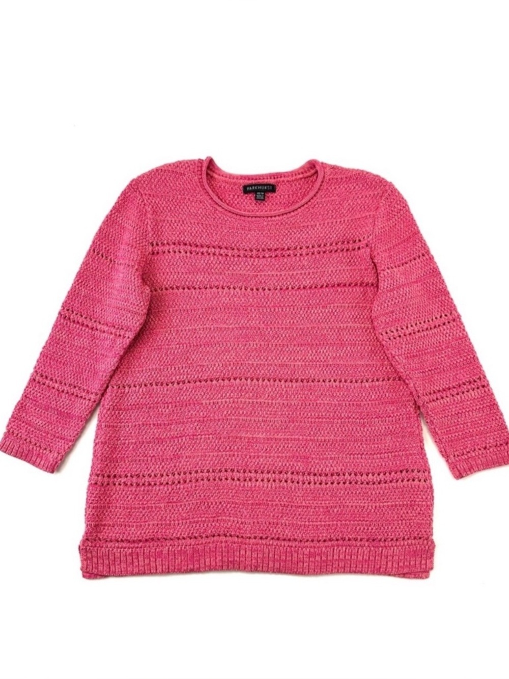 Parkhurst pink cotton sweater Small three quarter sleeve Spring Summer Casual